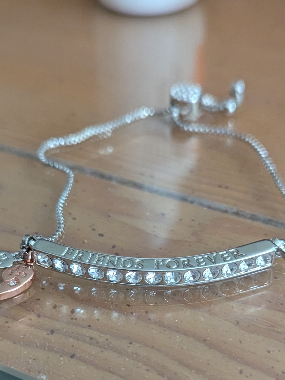 Friends Forever Silver Crystal Bar Bracelet